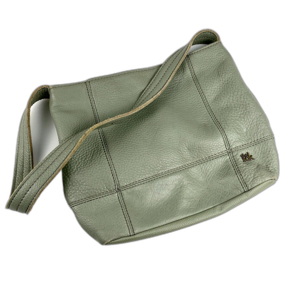 The Sak De Young Hobo Shoulder Bag Pebbled Green Leather Handbag MSRP $149